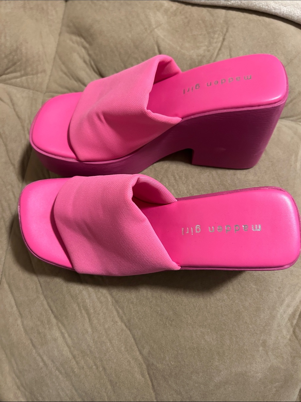 Madden Girl Hot Pink Platform Slide Sandals